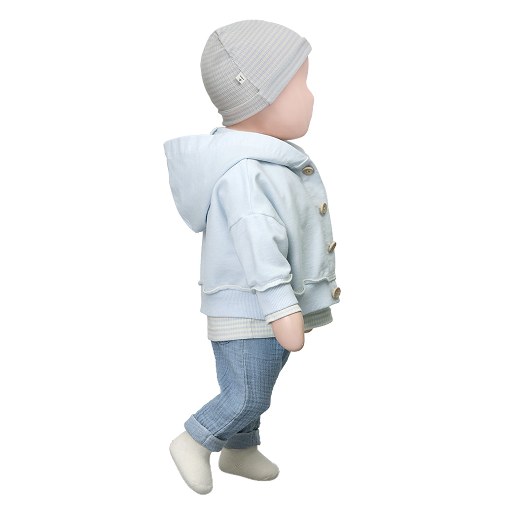 1+ In The Family Baby Gio Hat Misty Blue Stripes