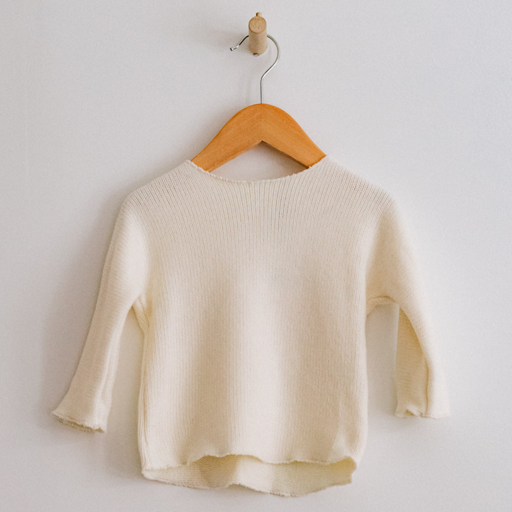 Pequeno Tocon Baby Jersey Tender Bat Wing Sweater Natural Cream
