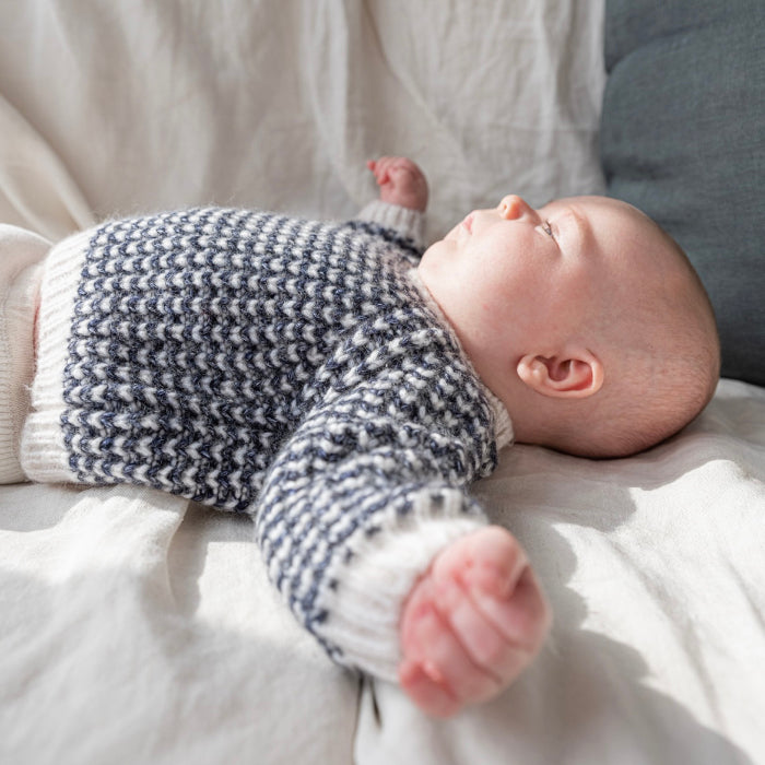 Pequeno Tocon Baby Balloon Sweater Navy Blue Stripes