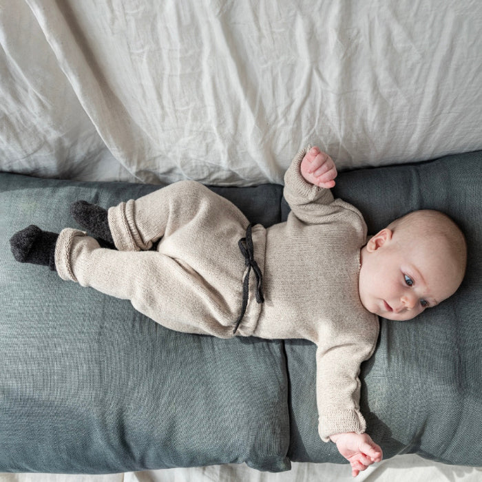 Pequeno Tocon Baby Jersey Soft Bat Wing Sweater Tostado Beige