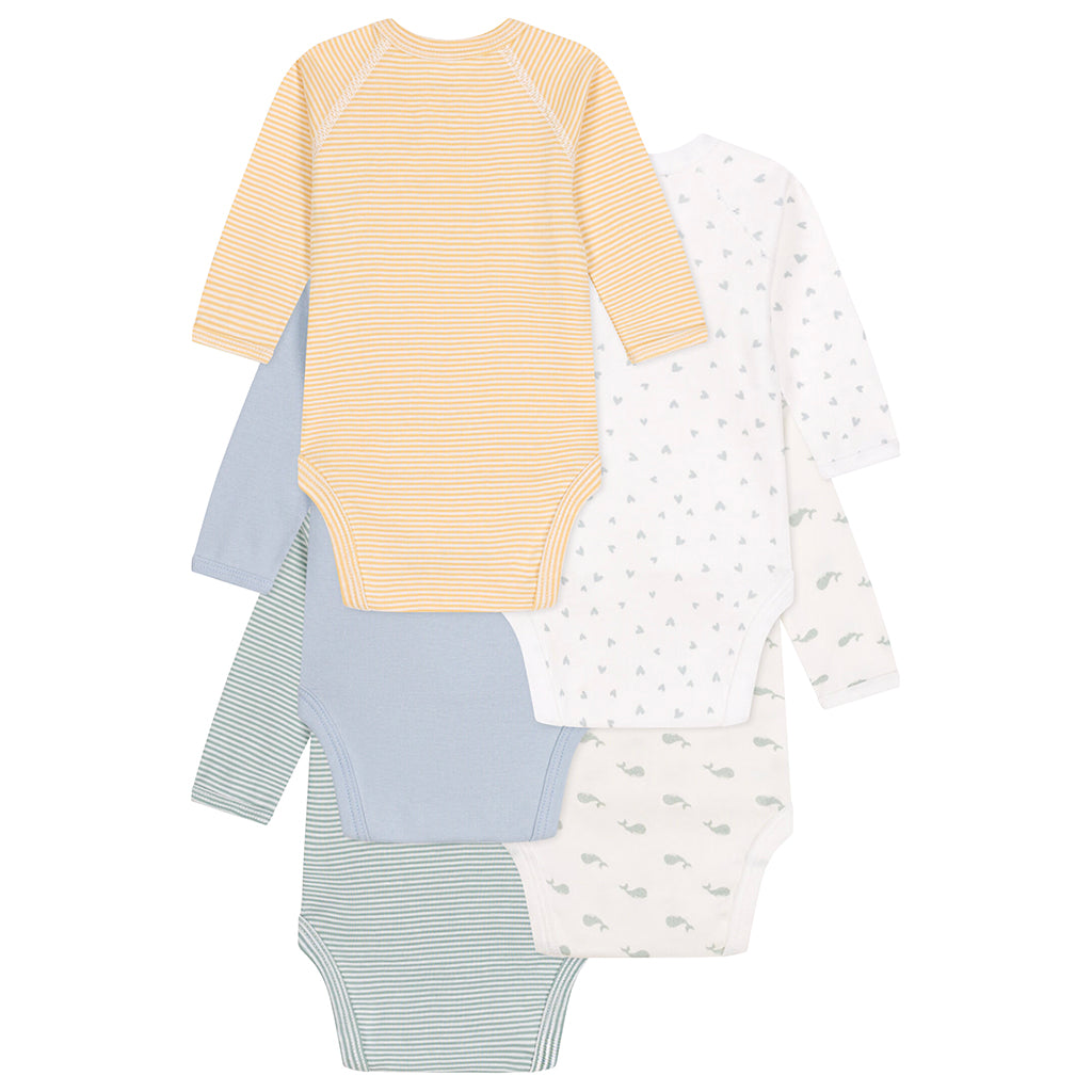 Petit Bateau Baby Set Of Five Bodysuits Prints Multicolour