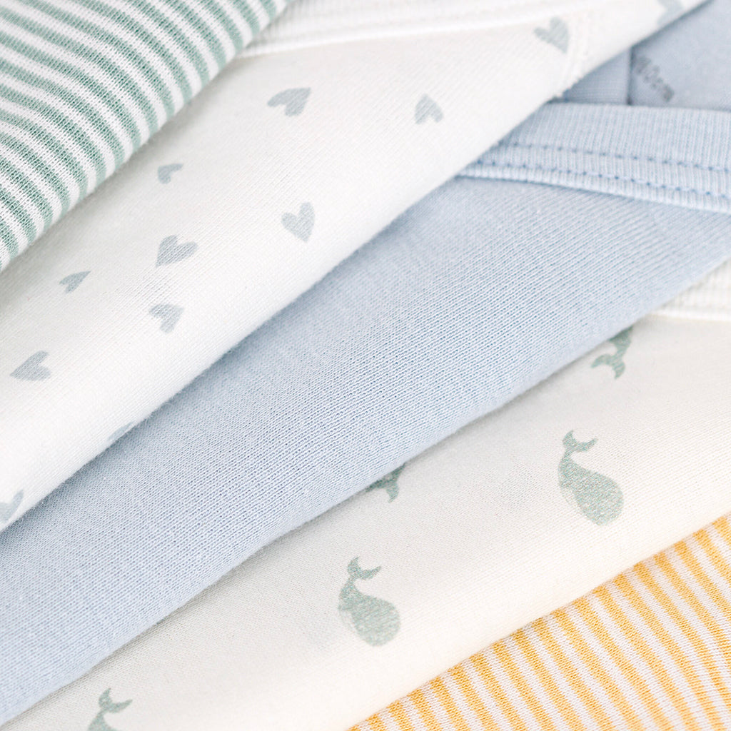 Petit Bateau Baby Set Of Five Bodysuits Prints Multicolour