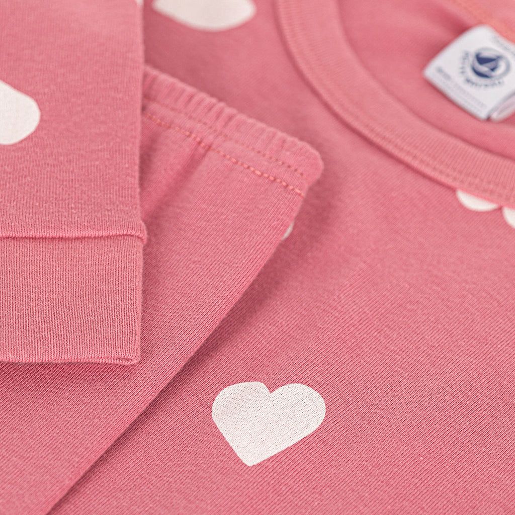 Petit Bateau Child Pyjamas Heart Print Rosewood Pink