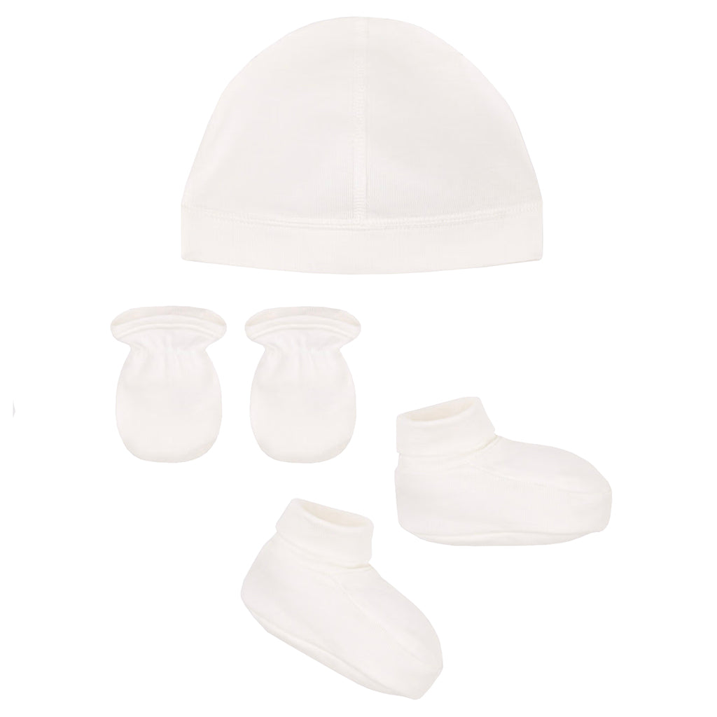 Petit Bateau Baby Hat, Mittens and Booties Set Cream