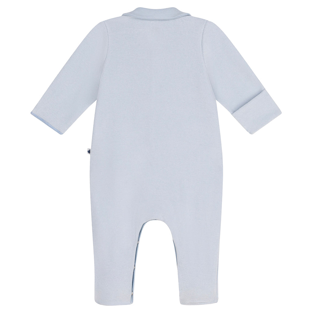 Petit Bateau Baby Velour Collared Pyjamas Gum Blue