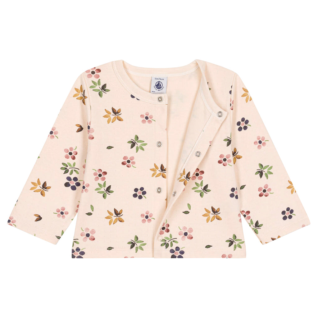 Petit Bateau Baby Cardigan & Pant Set Avalanche Cream Floral
