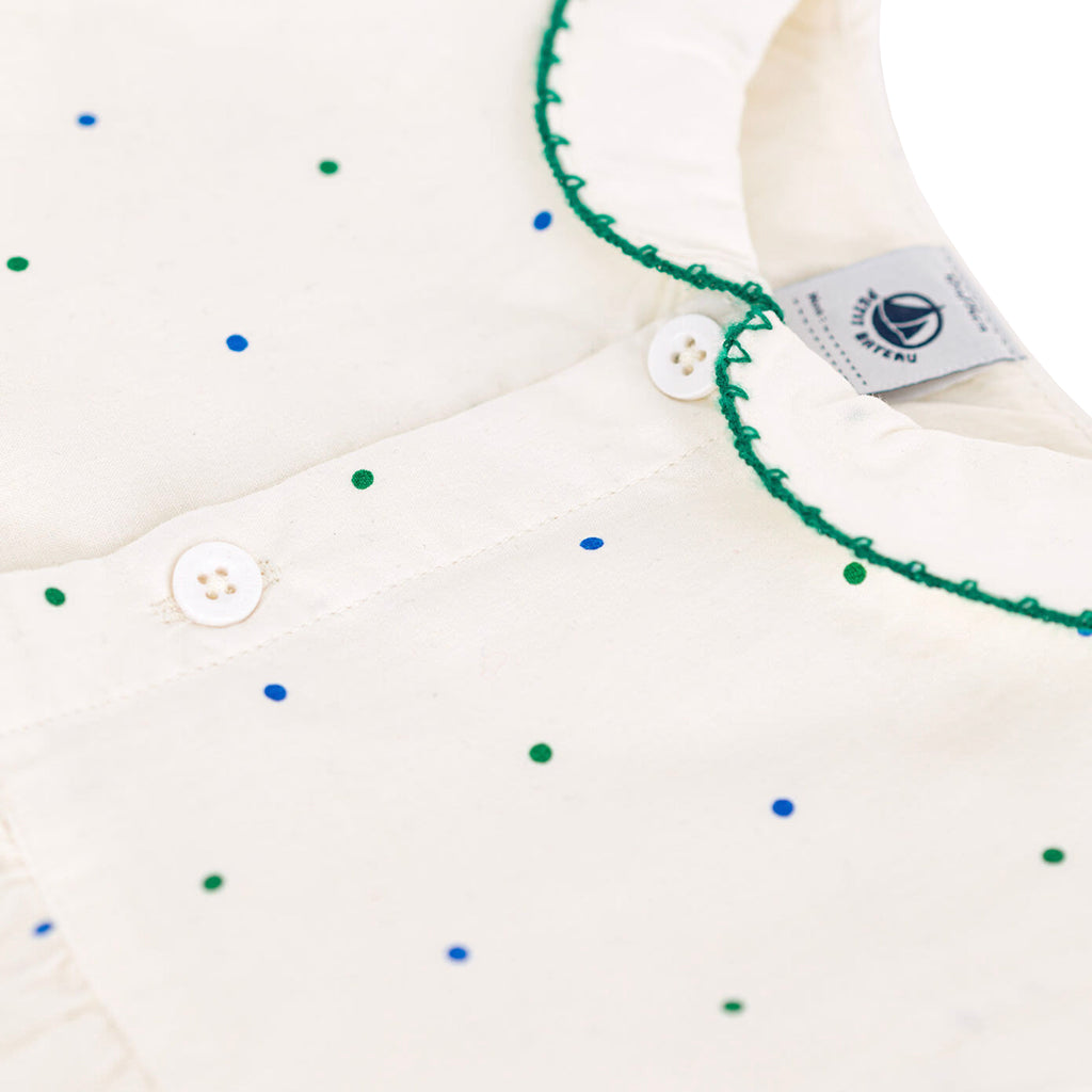 Petit Bateau Baby Romper Marshmallow White Dots