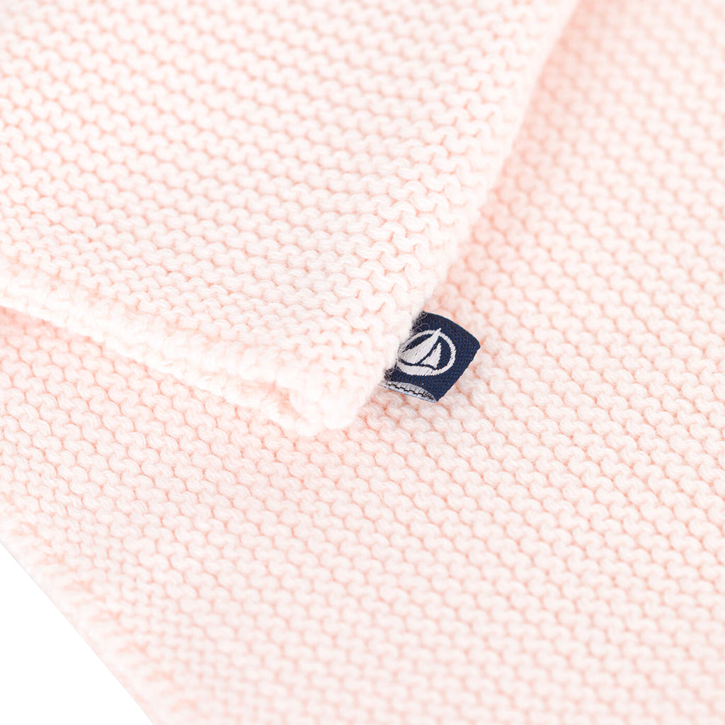 Petit Bateau Baby Garter Stitch Cardigan Flower Pink