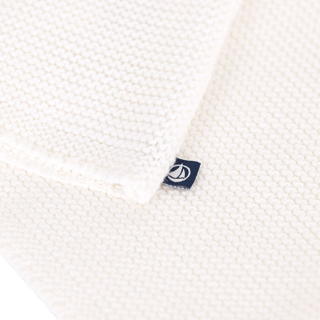 Petit Bateau Baby Garter Stitch Cardigan Marshmallow White