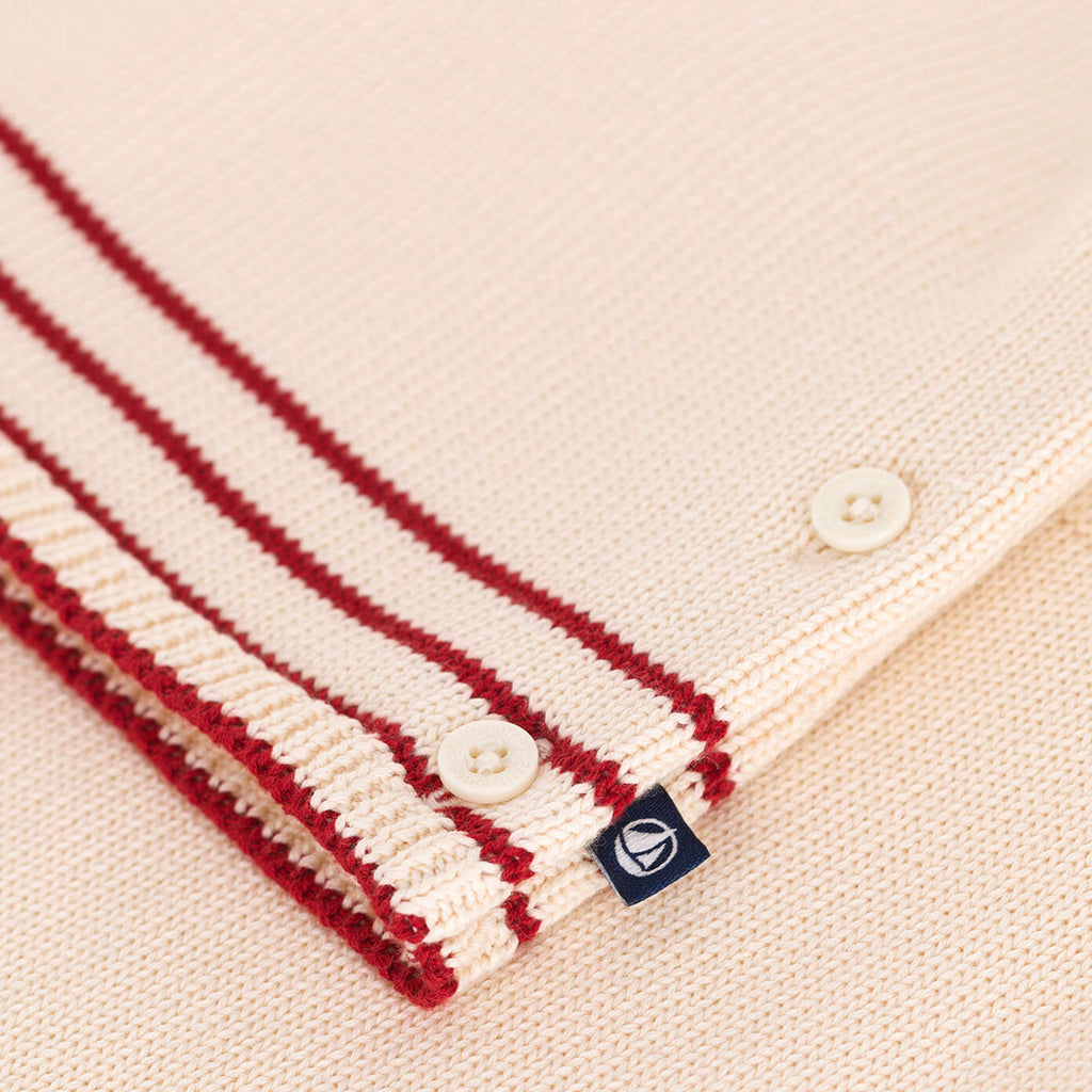 Petit Bateau Baby Two Piece Set Avalanche Cream With Red Stripes