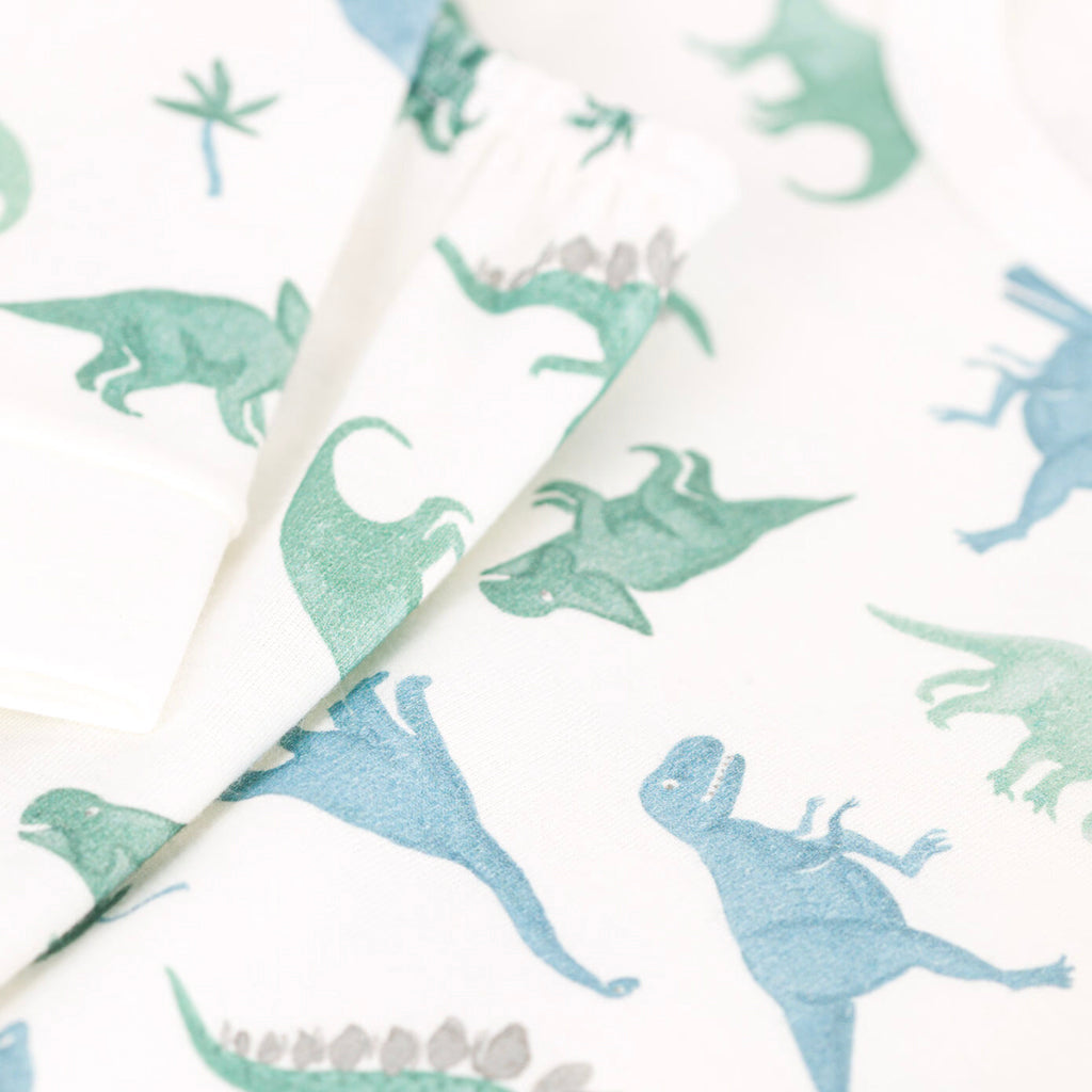 Petit Bateau Child Pyjamas Marshmallow White Dinosaur Print