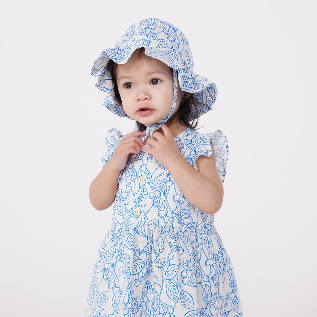 Petit Bateau Baby Hat Porcelain Blue Cherry Print