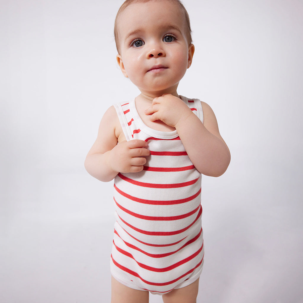 Petit Bateau Baby Set Of Two Bodysuits Marshmallow White Stripes