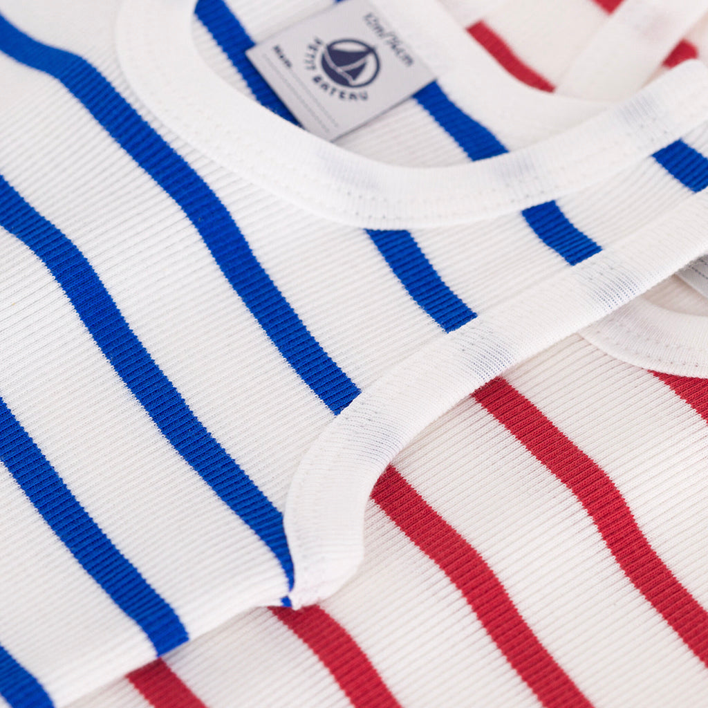 Petit Bateau Baby Set Of Two Bodysuits Marshmallow White Stripes