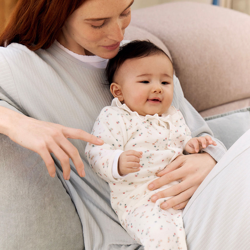 Petit Bateau Baby Velvet Pyjamas Marshmallow White Floral Print