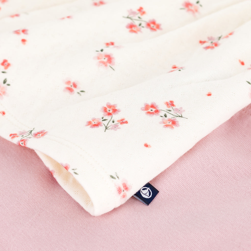 Petit Bateau Baby Dress With Leggings Milk Cream Floral Print