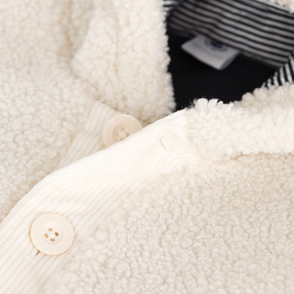 Petit Bateau Baby Teddy Hooded Coat Milk Cream