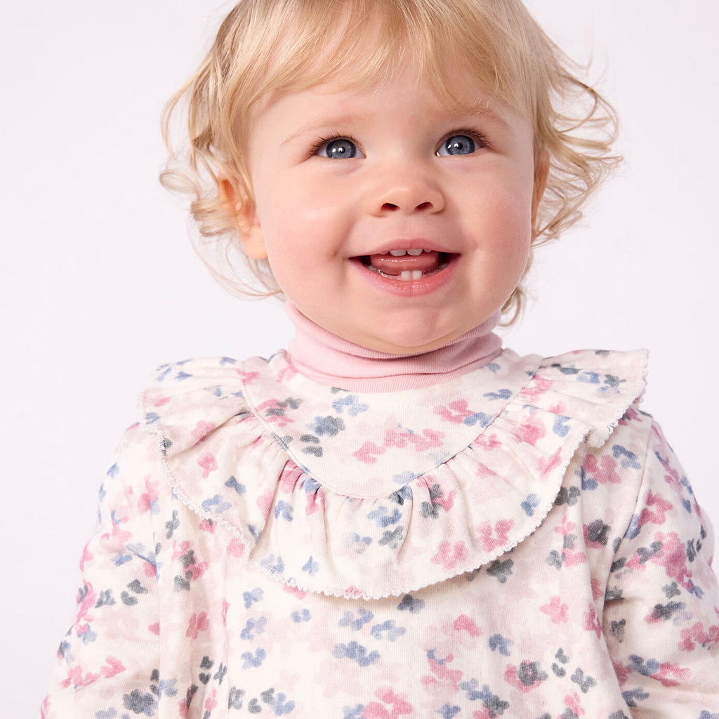 Petit Bateau Baby Dress Milk Cream Floral Print