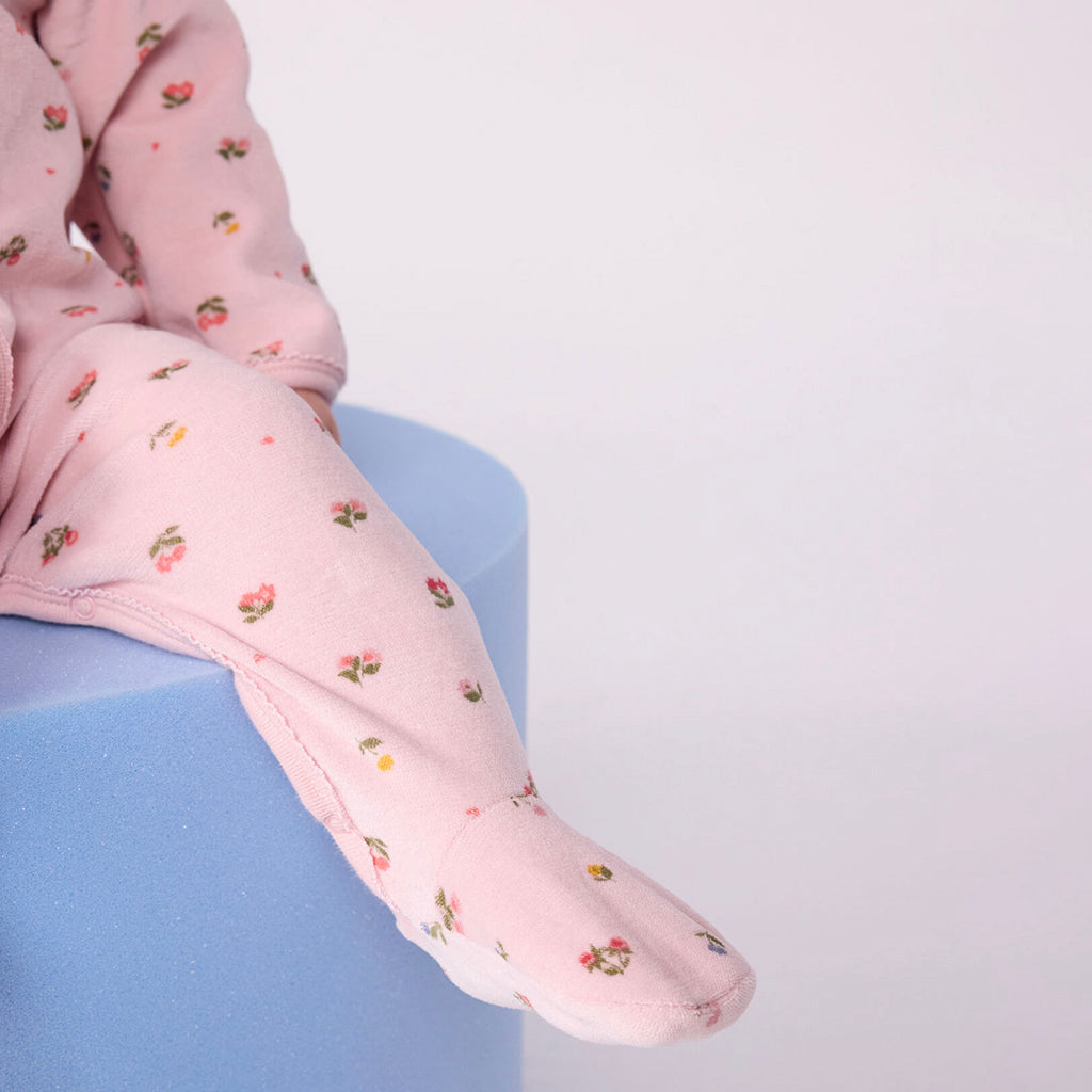 Petit Bateau Baby Velvet Pyjamas Pretty Pink Floral Print