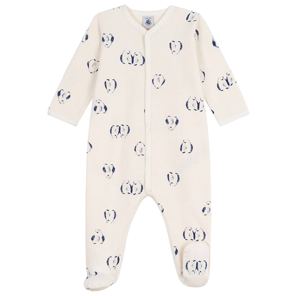 Petit Bateau Baby Pyjamas Milk Cream Penguin Print