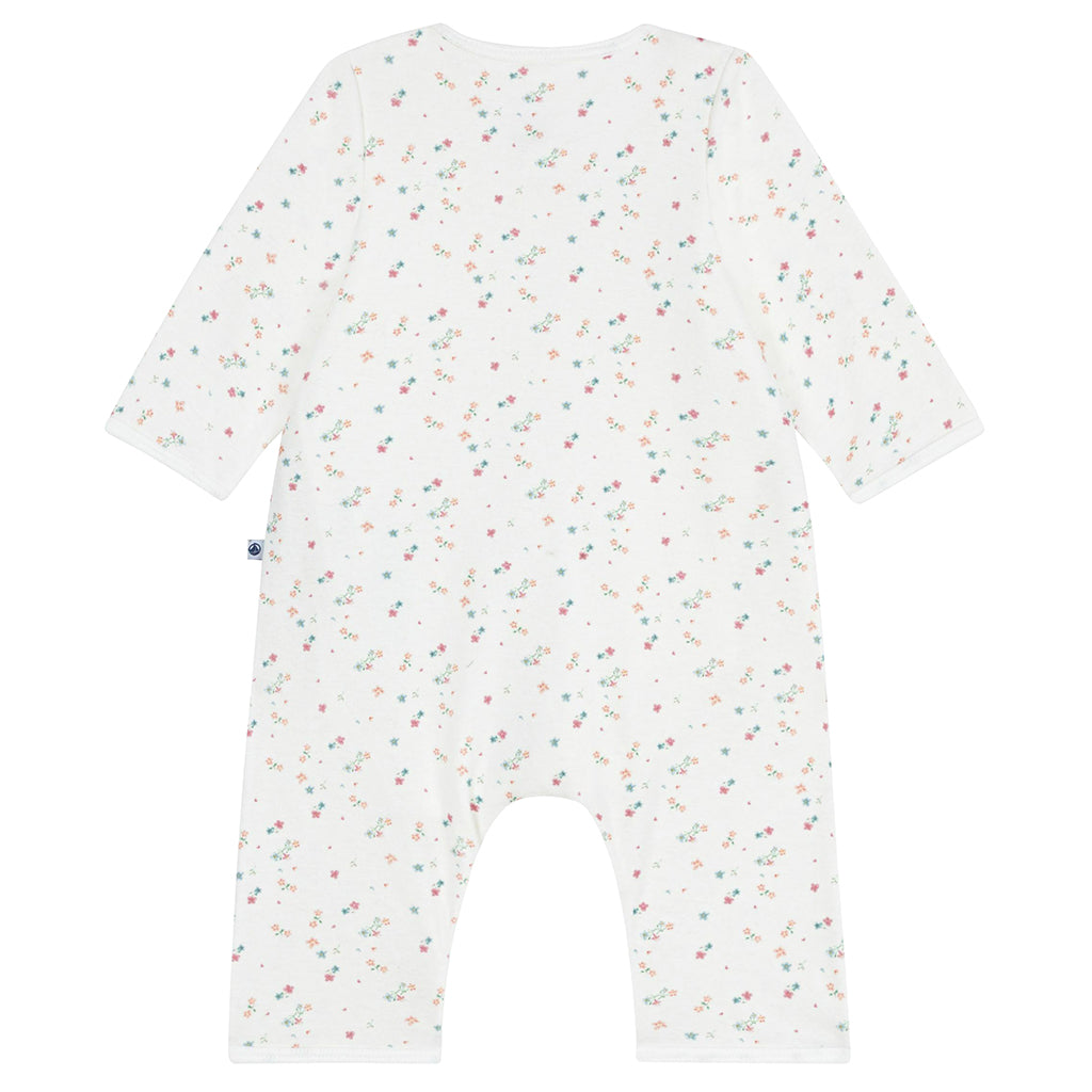Petit Bateau Baby Bodyjama Pyjamas Marshmallow White Floral Print