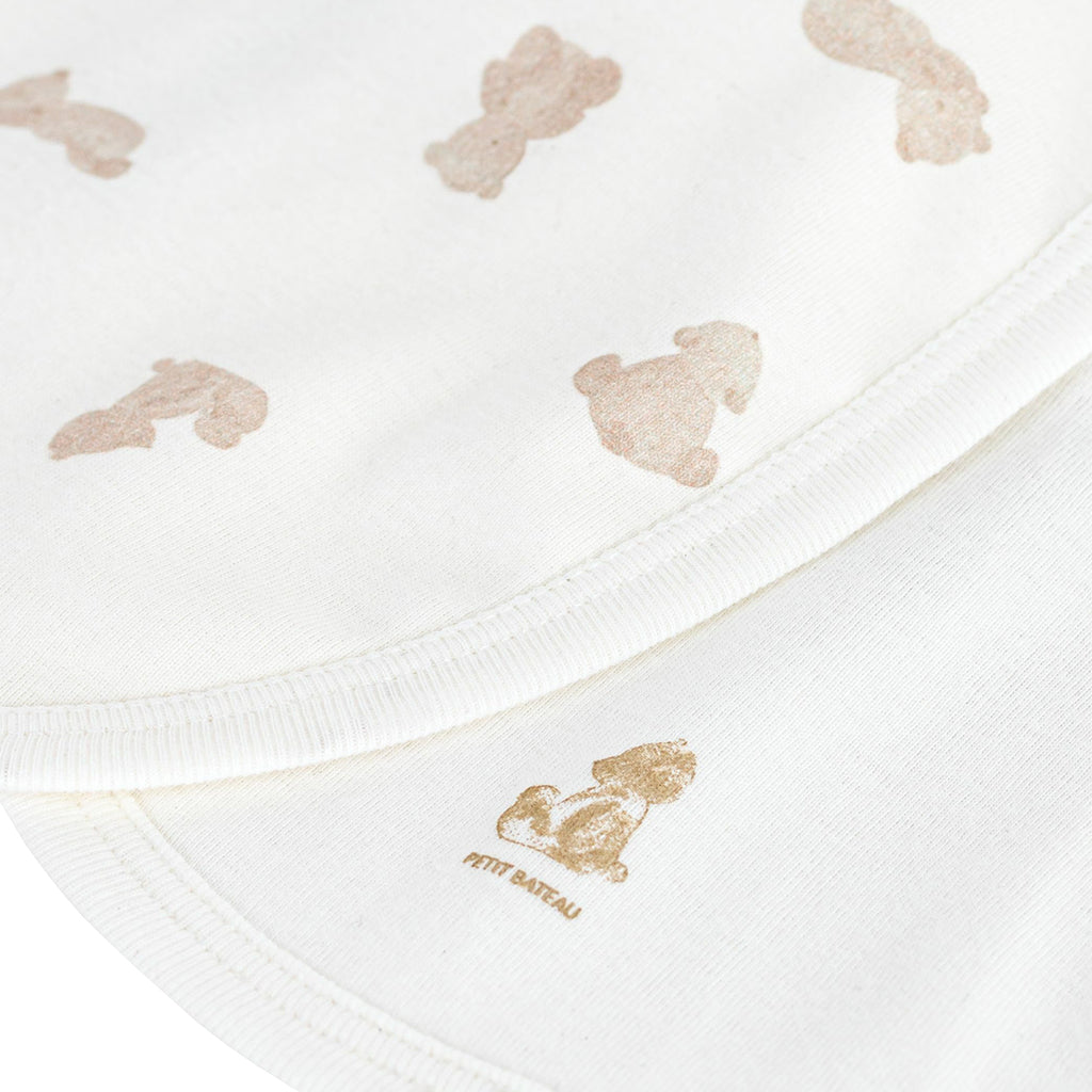 Petit Bateau Baby Set Of Two Bibs White Bear Print