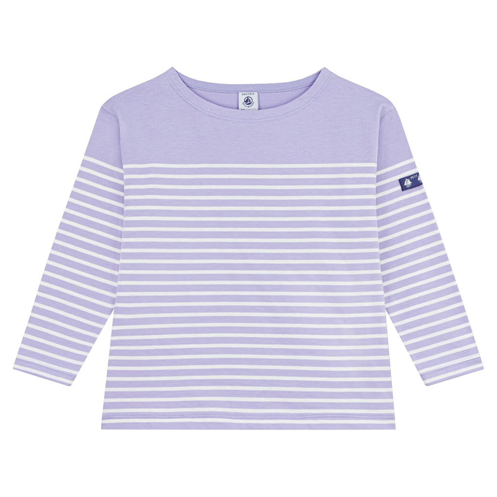 Petit Bateau Child T-shirt Squaw Purple With White Stripes