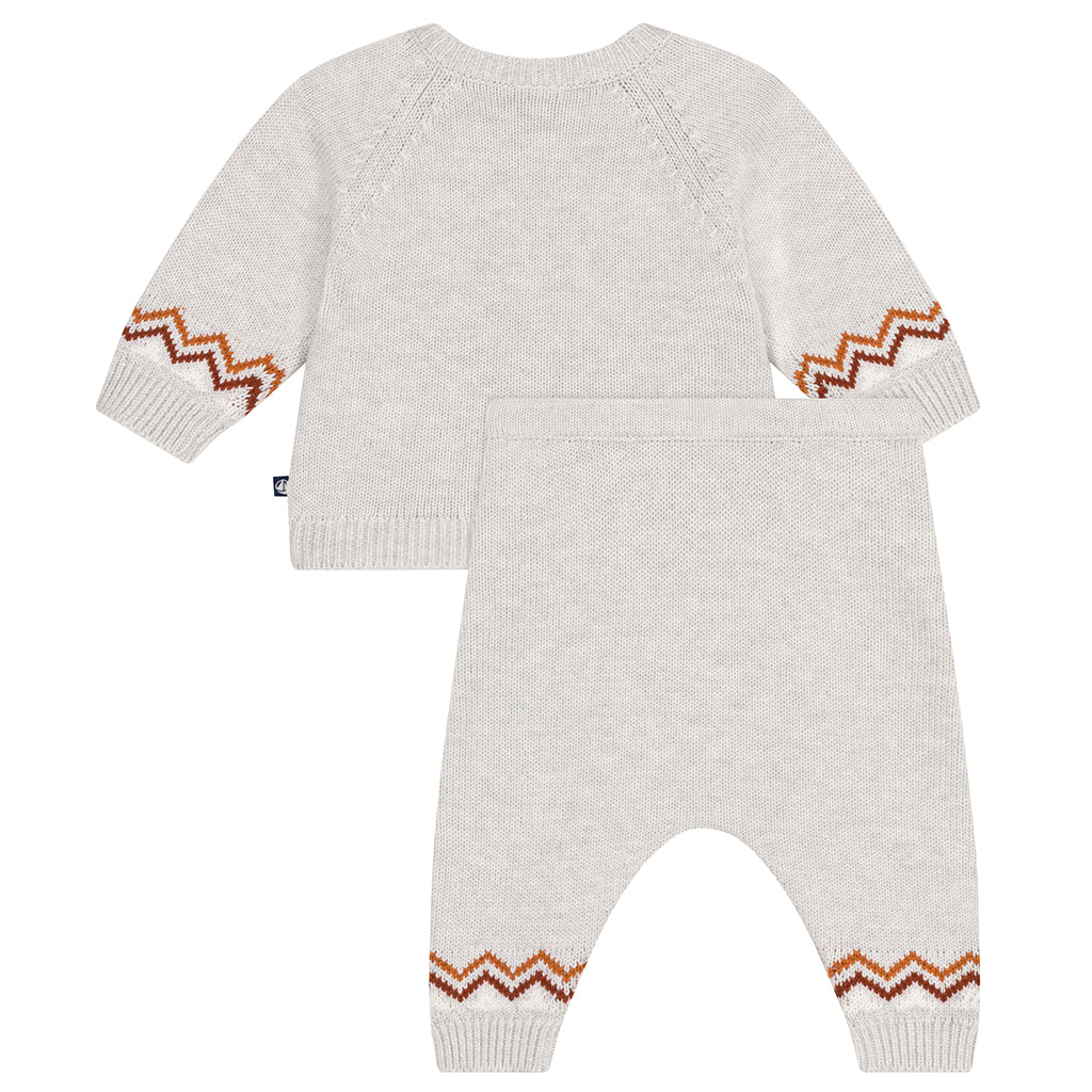 Petit Bateau Baby Two Piece Set Montelimar Grey With Brown Stripes