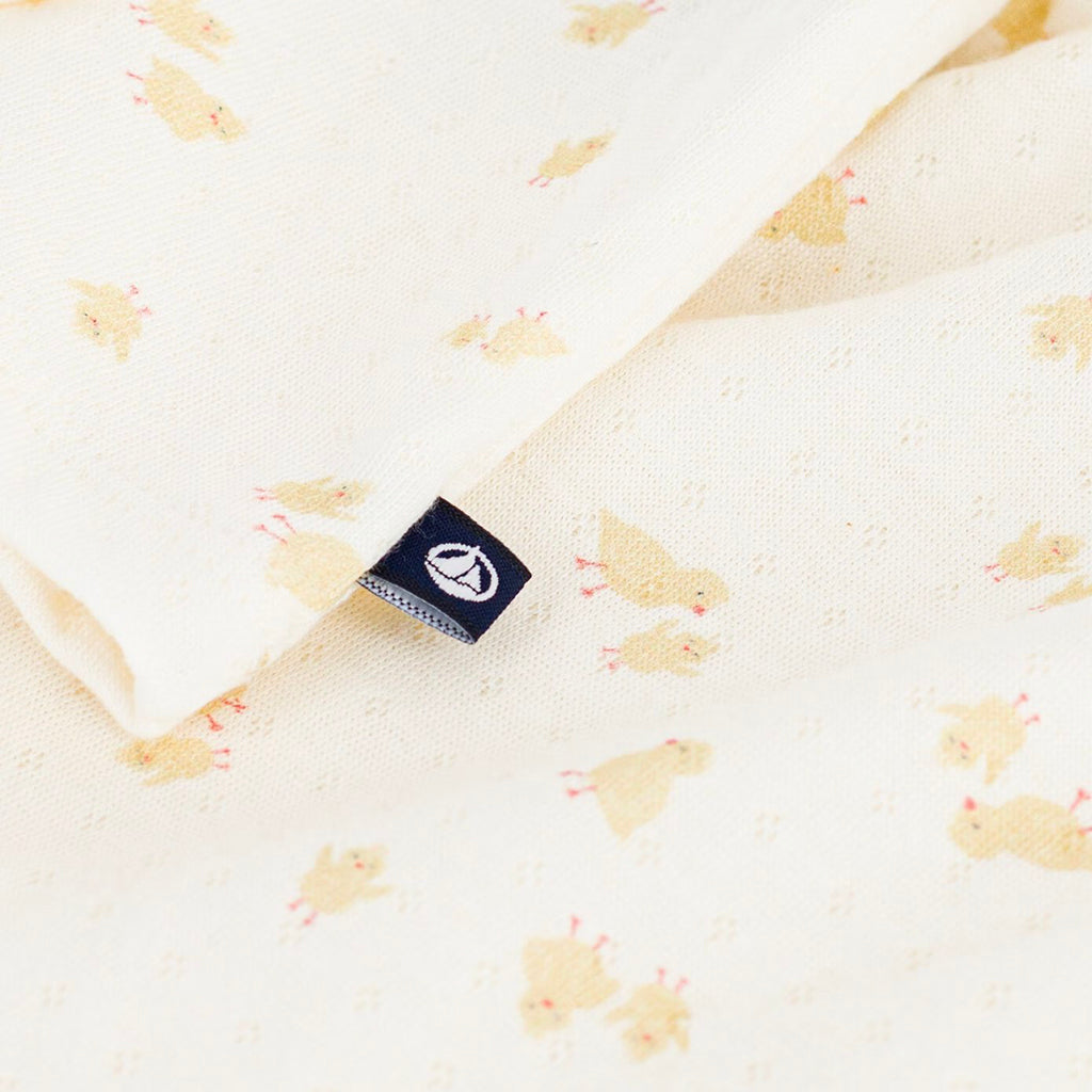 Petit Bateau Baby Two Piece Set Milk Cream Chicks Print