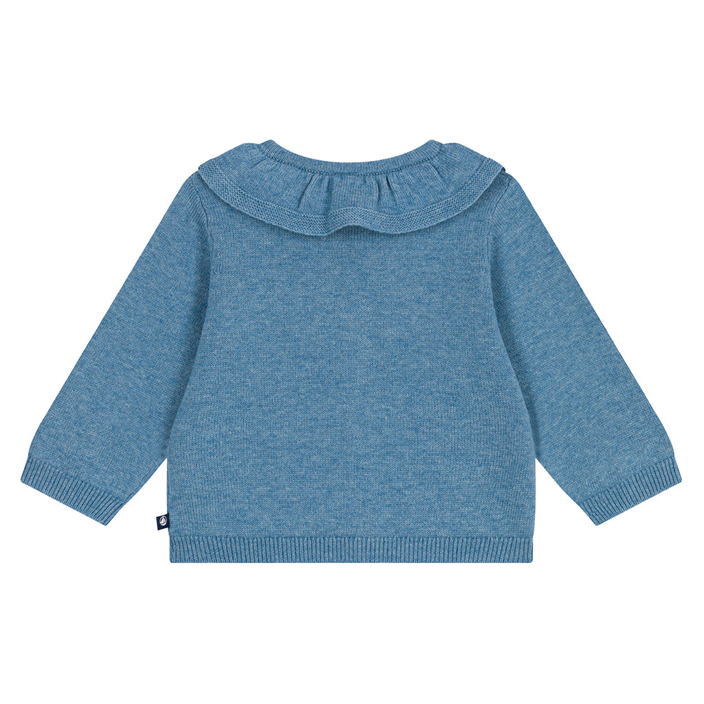 Petit Bateau Baby Ruffle Cardigan Adriatic Blue