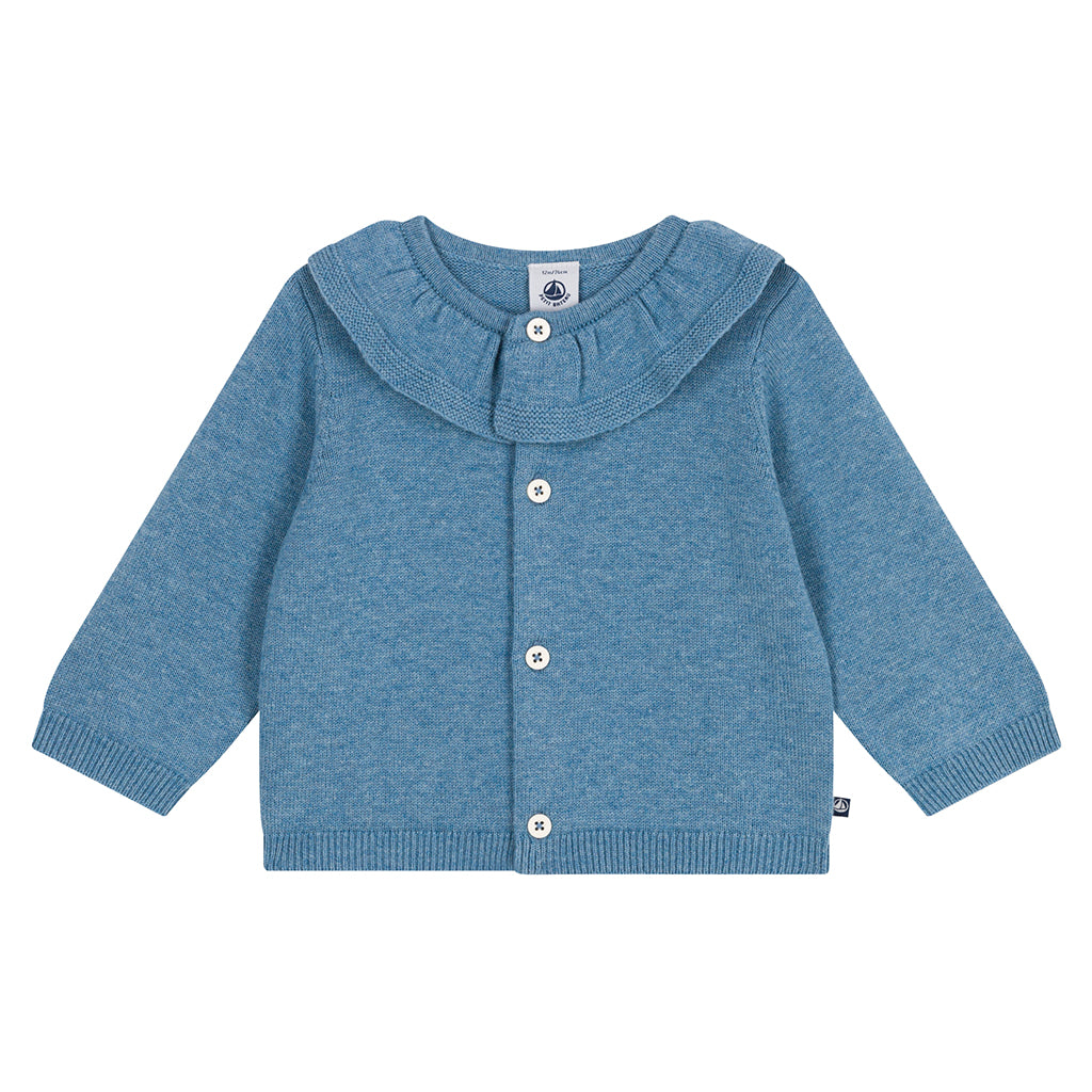Petit Bateau Baby Ruffle Cardigan Adriatic Blue