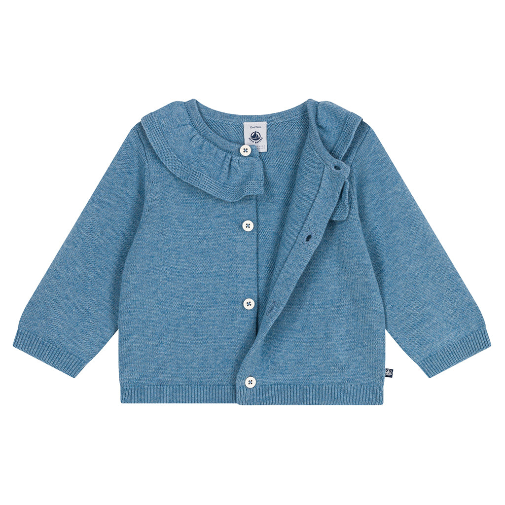 Petit Bateau Baby Ruffle Cardigan Adriatic Blue