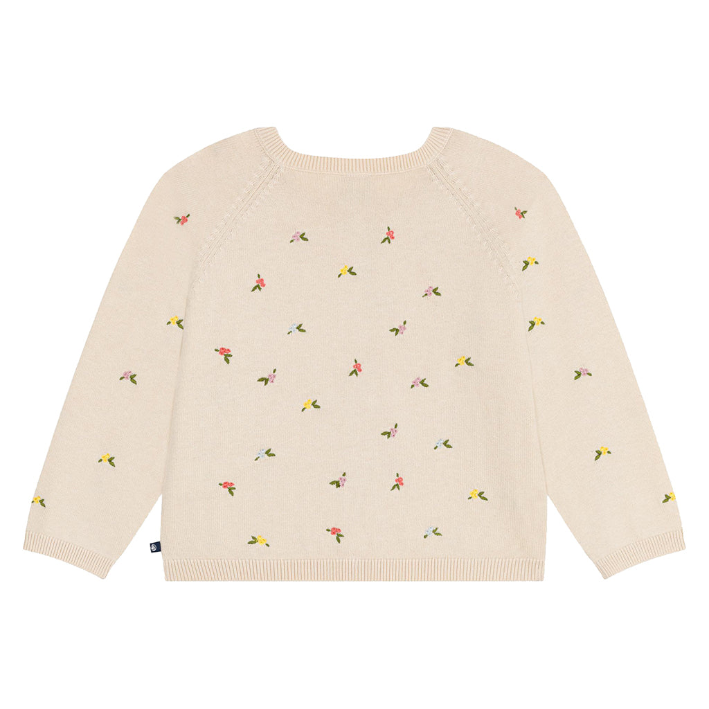 Petit Bateau Child Cardigan Avalanche Cream With Embroidered Flowers