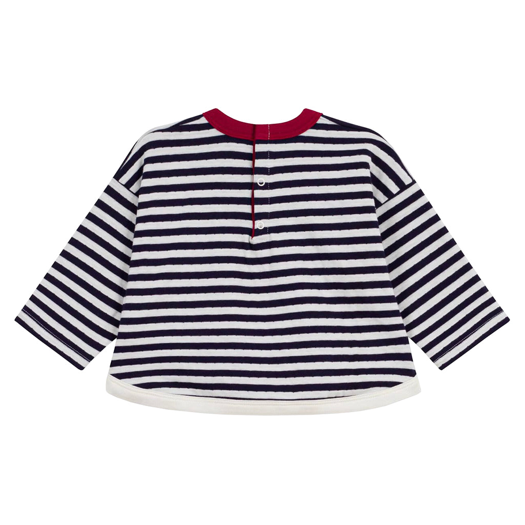 Petit Bateau Baby T-shirt White And Evening Blue Stripes