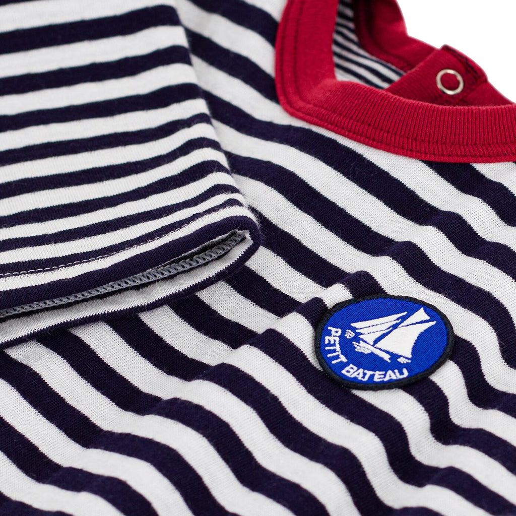Petit Bateau Baby T-shirt White And Evening Blue Stripes