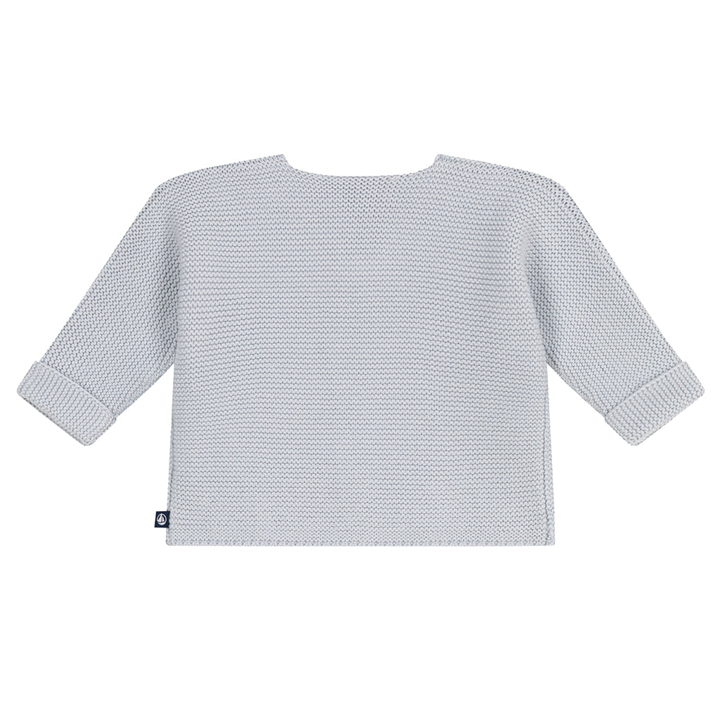 Petit Bateau Baby Garter Stitch Cardigan Carbon Grey