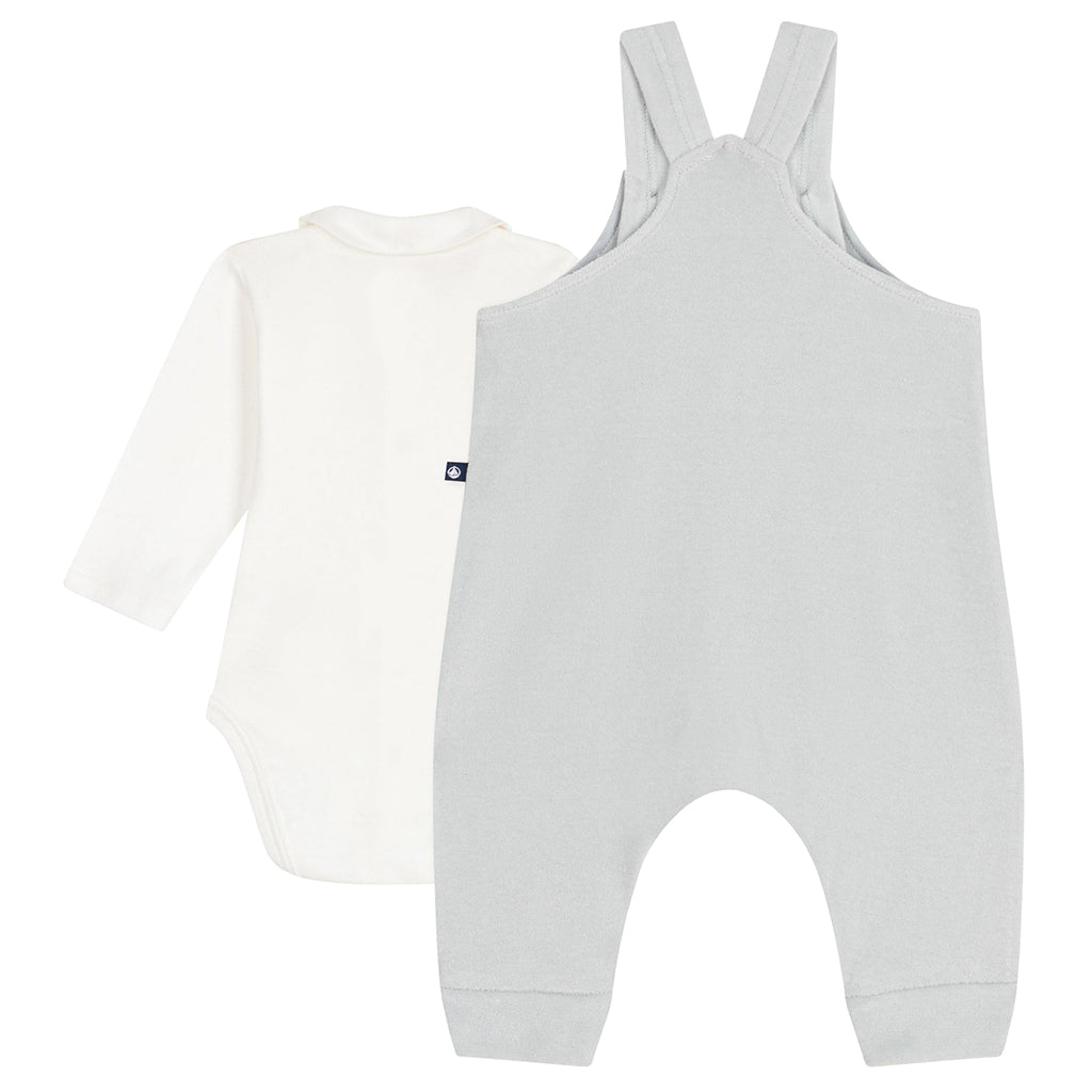 Petit Bateau Baby Two Piece Overalls Set Carbon Grey