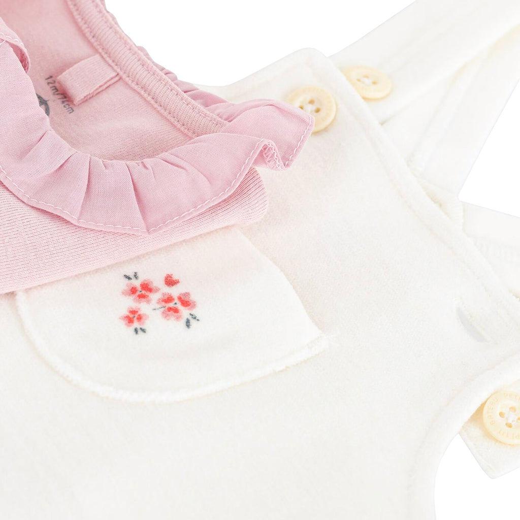 Petit Bateau Baby Two Piece Overalls Set Milk Cream