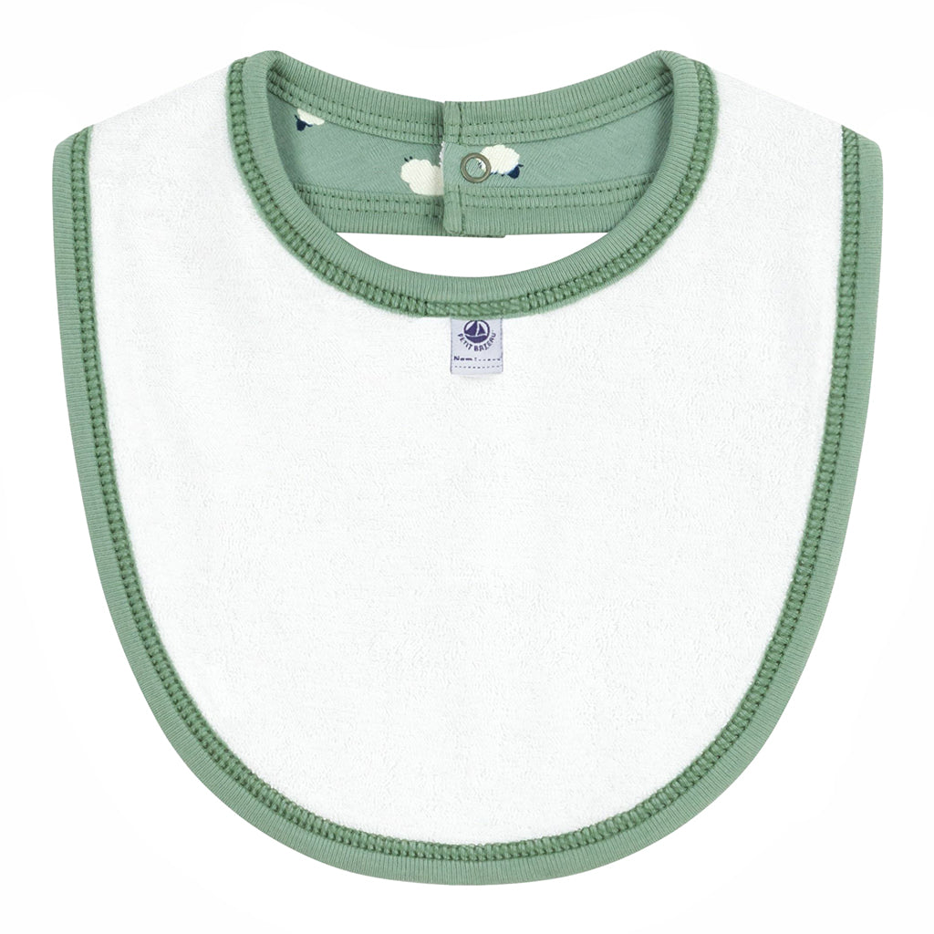 Petit Bateau Baby Bib Willow Green Sheep Print