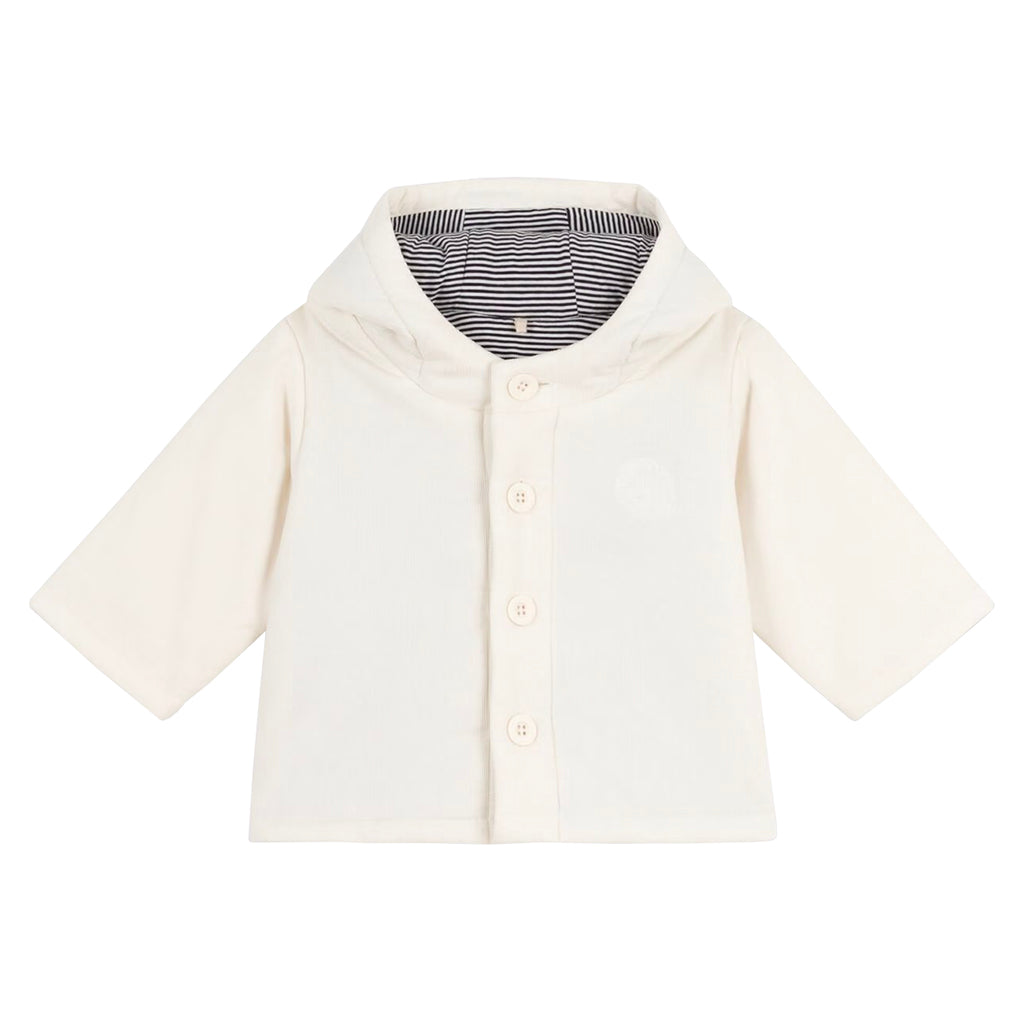 Petit Bateau Baby Velvet Hooded Coat Milk Cream
