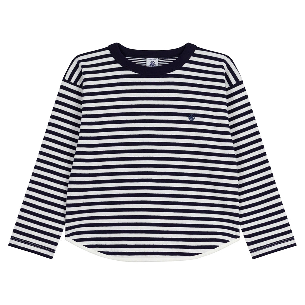 Petit Bateau Child T-shirt Evening Blue And White Stripes