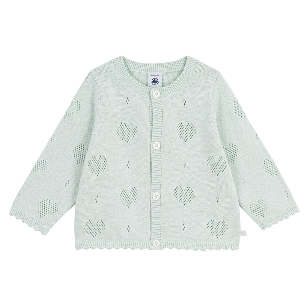 Petit Bateau Baby Cardigan Spray Blue Hearts