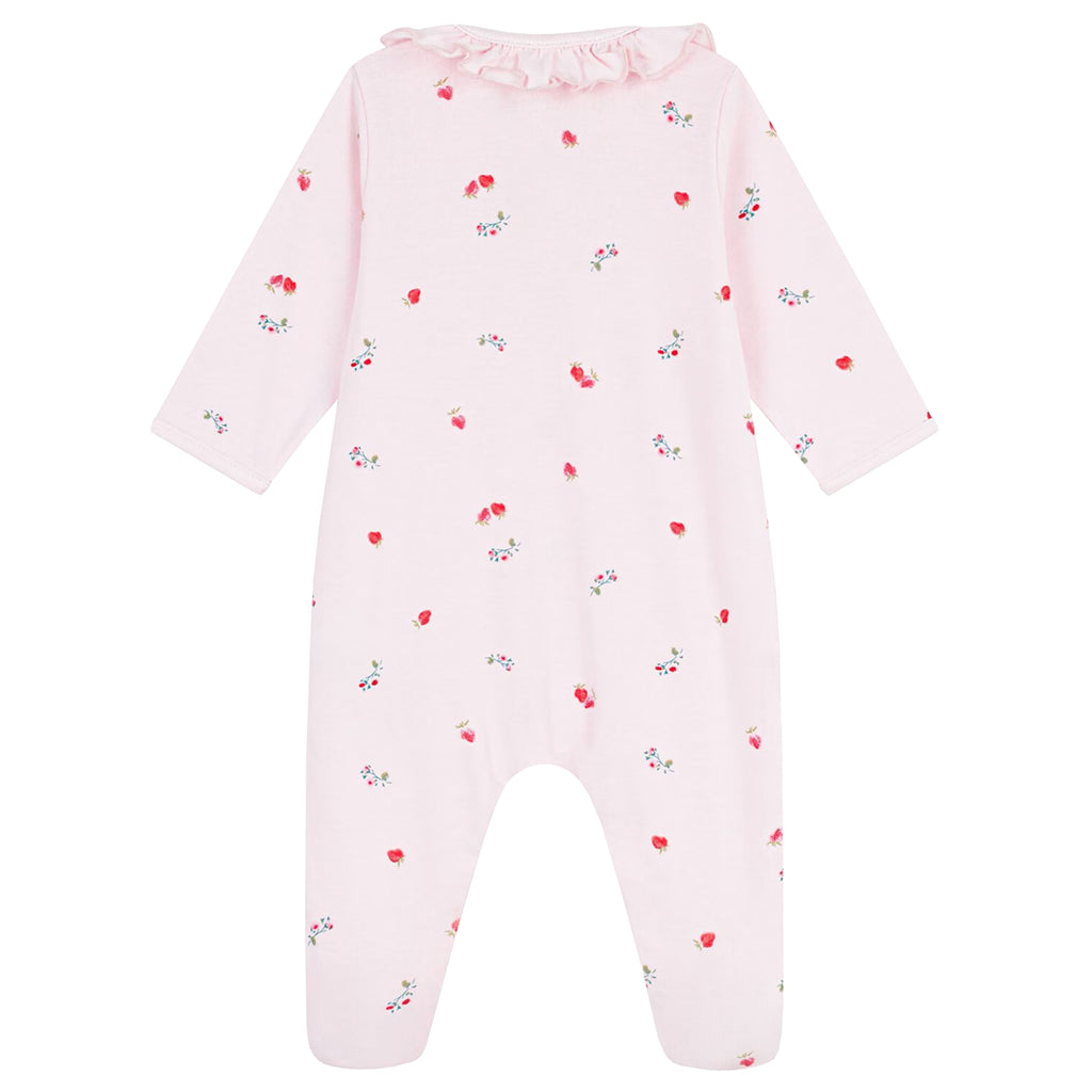 Petit Bateau Baby Collared Pyjamas Barely Pink Strawberry Print