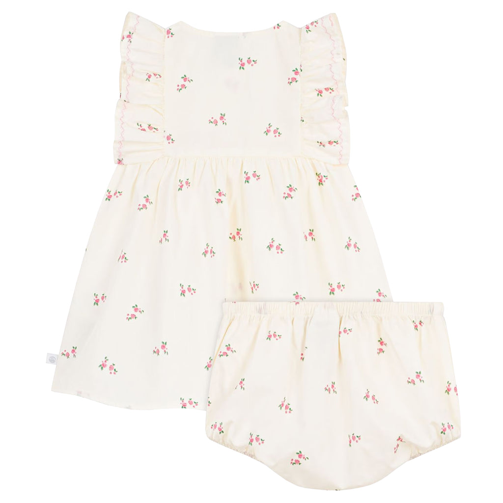 Petit Bateau Baby Dress With Bloomers Milk Cream Floral Print