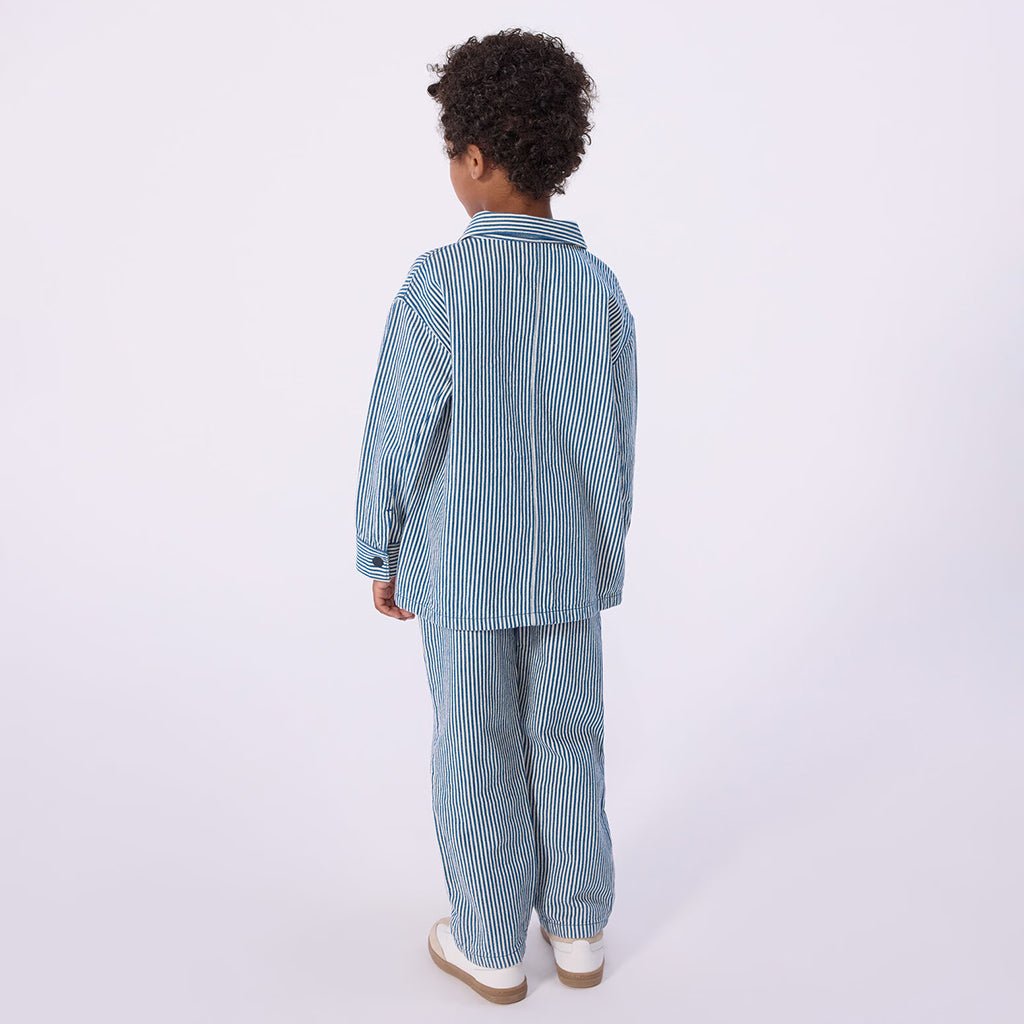 Petit Bateau Child Shirt Jacket Dusk Blue And White Stripes