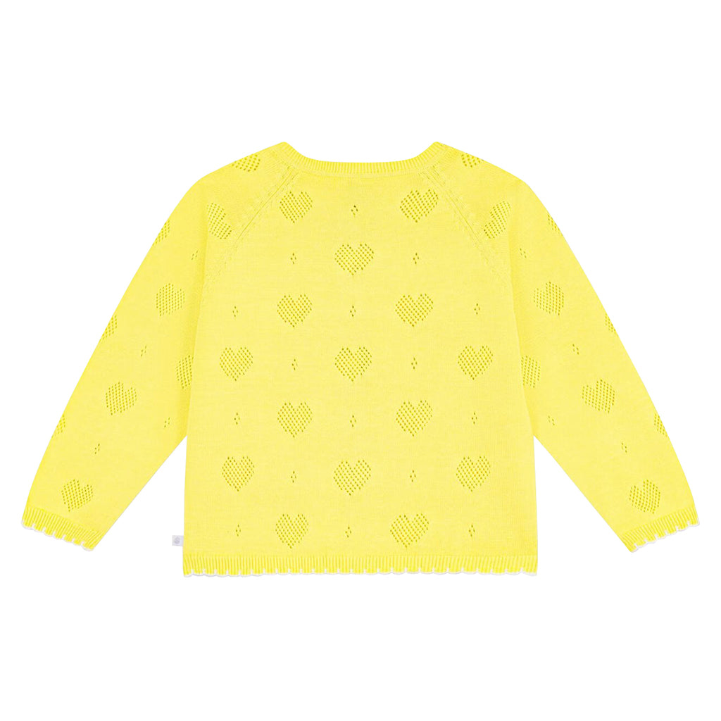 Petit Bateau Child Cardigan Golden Yellow Hearts