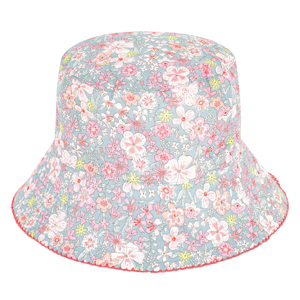 Petit Bateau Child Hat Spray Blue Floral Print