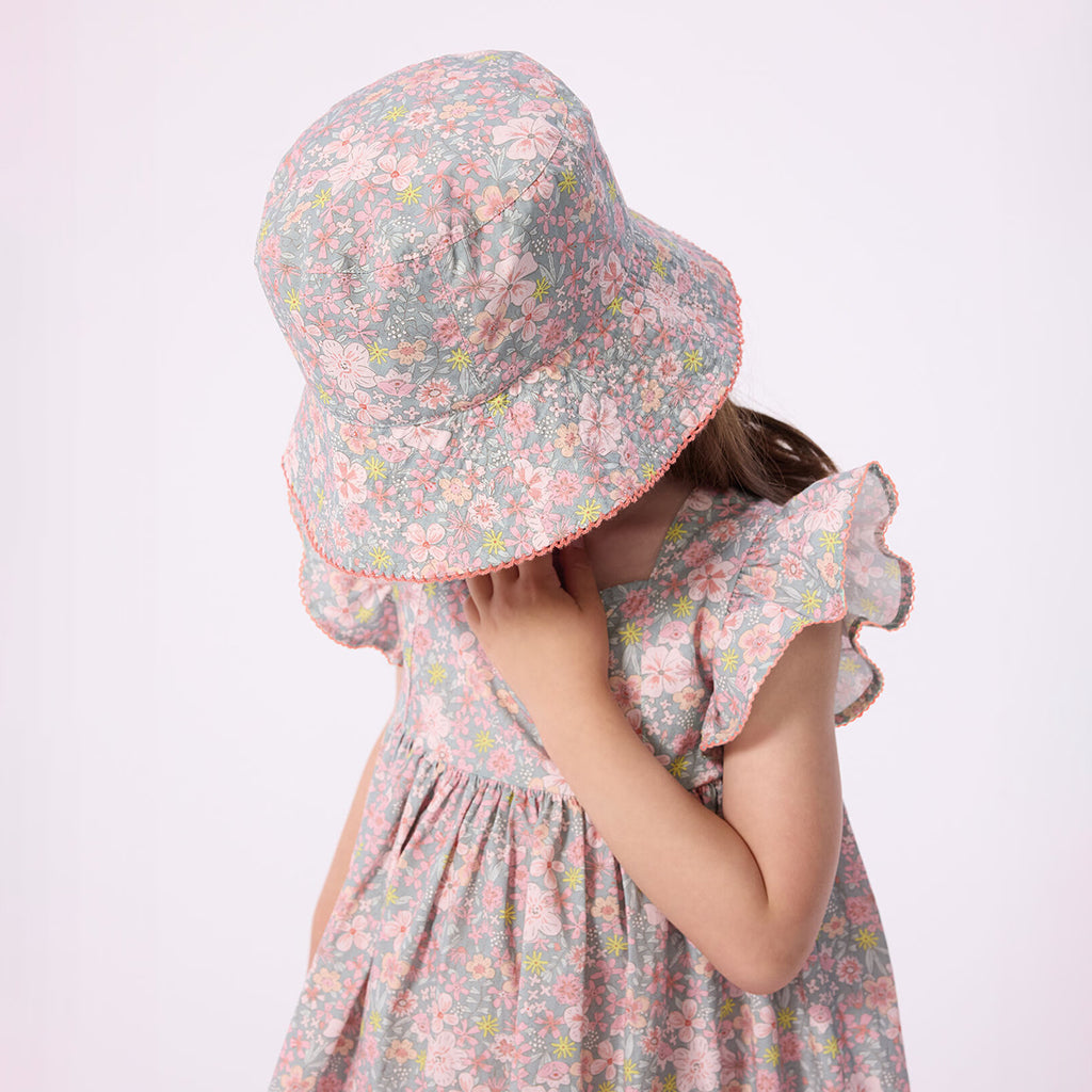 Petit Bateau Child Hat Spray Blue Floral Print