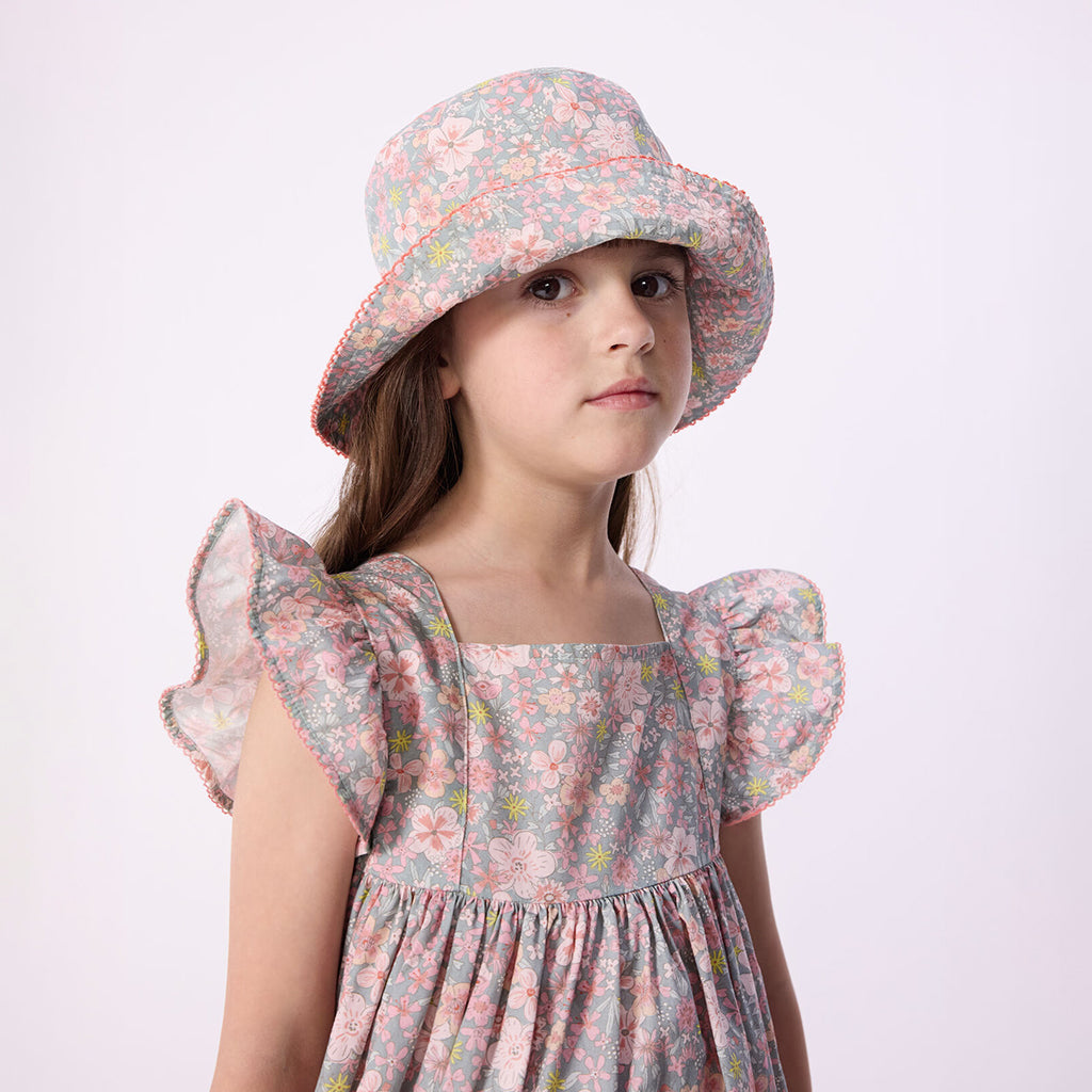 Petit Bateau Child Hat Spray Blue Floral Print