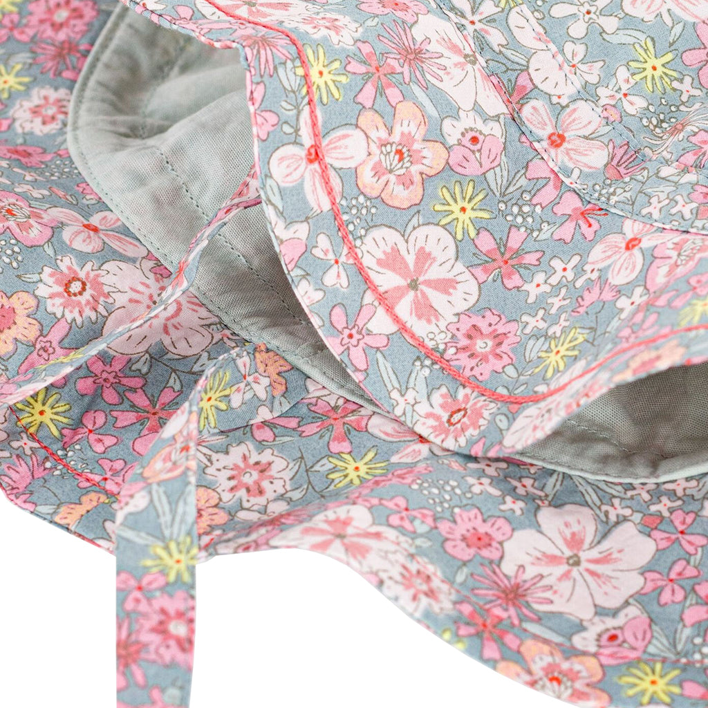 Petit Bateau Baby Hat Spray Blue Floral Print